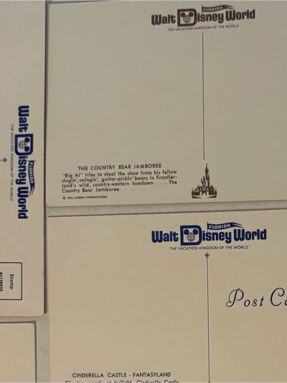 Disney World Vintage Postcards- 1970's- 8 total postcards